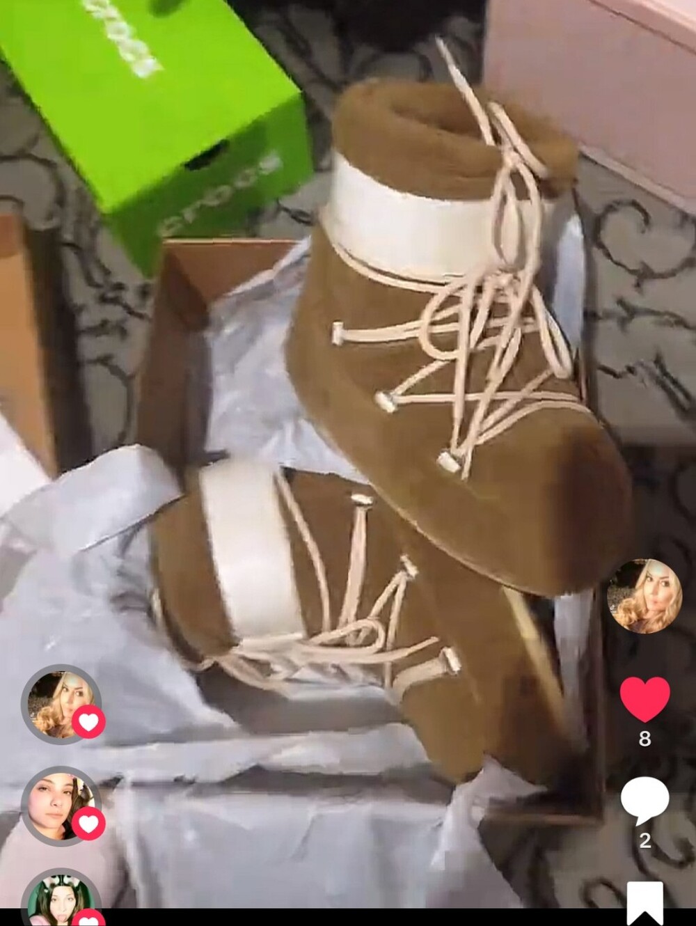 Moon Boot Brown Suede Ankle Booties with Cream Trim
